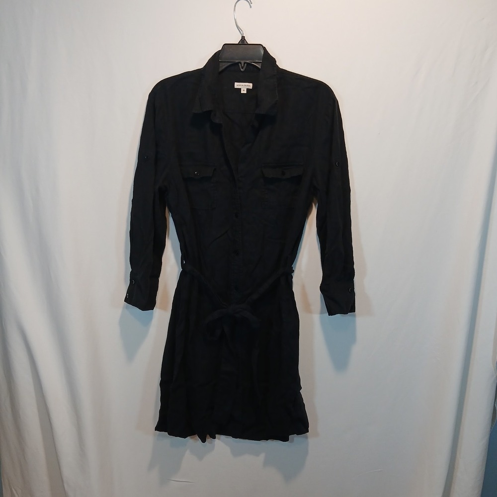 Boston Proper Linen Blend Shirt Dress SZ 16 chic cottage whimsygoth gothic beach